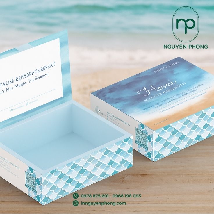 Mẫu hộp cứng đựng collagen in nổi bật